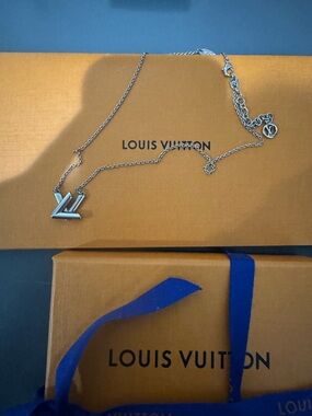 Louis Vuitton Silver LV Monogram Pendant GO-14